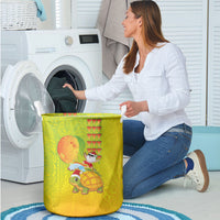 Hawaiian Mango Mele Kalikimaka Laundry Basket Santa Claus Surfing with Turtle Mango Christmas