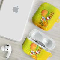 Hawaiian Mango Mele Kalikimaka AirPods Case Santa Claus Surfing with Turtle Mango Christmas
