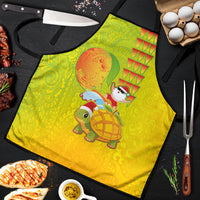 Hawaiian Mango Mele Kalikimaka Apron Santa Claus Surfing with Turtle Mango Christmas