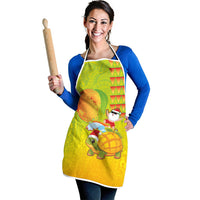 Hawaiian Mango Mele Kalikimaka Apron Santa Claus Surfing with Turtle Mango Christmas