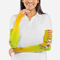 Hawaiian Mango Mele Kalikimaka Arm Sleeves Santa Claus Surfing with Turtle Mango Christmas