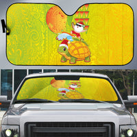 Hawaiian Mango Mele Kalikimaka Auto Sun Shade Santa Claus Surfing with Turtle Mango Christmas