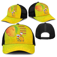 Hawaiian Mango Mele Kalikimaka Baseball Net Cap Santa Claus Surfing with Mango Christmas Turtle