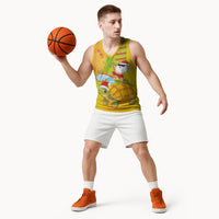 Hawaiian Mango Mele Kalikimaka Basketball Jersey Santa Claus Surfing with Turtle Mango Christmas