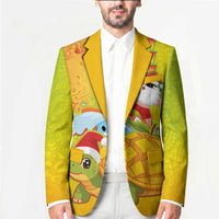Hawaiian Mango Mele Kalikimaka Blazer Santa Claus Surfing with Turtle Mango Christmas