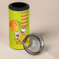 Hawaiian Mango Mele Kalikimaka 4 in 1 Can Cooler Tumbler Santa Claus Surfing with Turtle Mango Christmas
