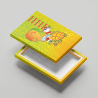 Hawaiian Mango Mele Kalikimaka Canvas Wall Art Santa Claus Surfing with Turtle Mango Christmas