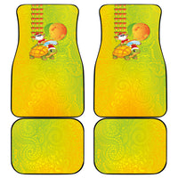 Hawaiian Mango Mele Kalikimaka Car Mats Santa Claus Surfing with Turtle Mango Christmas