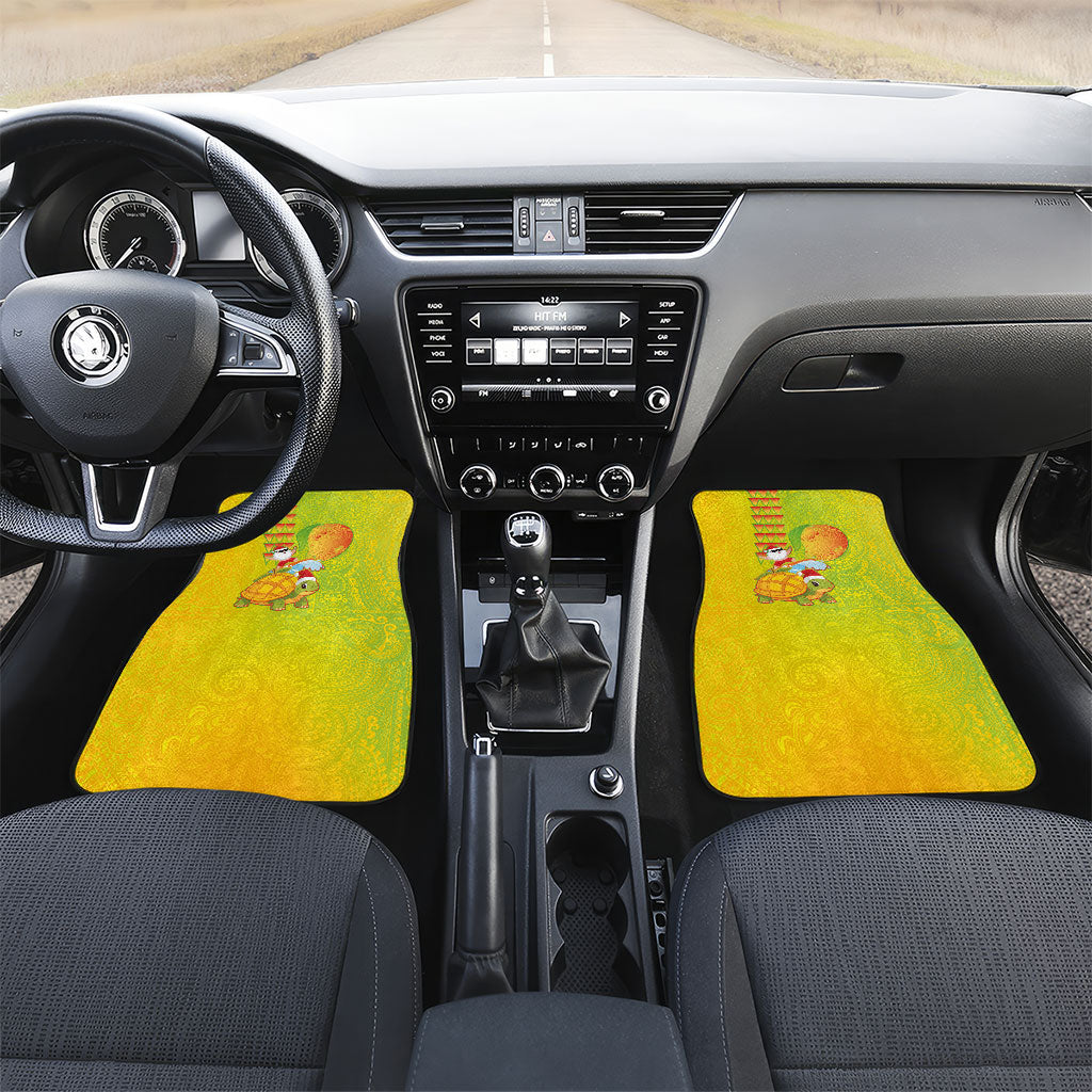 Hawaiian Mango Mele Kalikimaka Car Mats Santa Claus Surfing with Turtle Mango Christmas