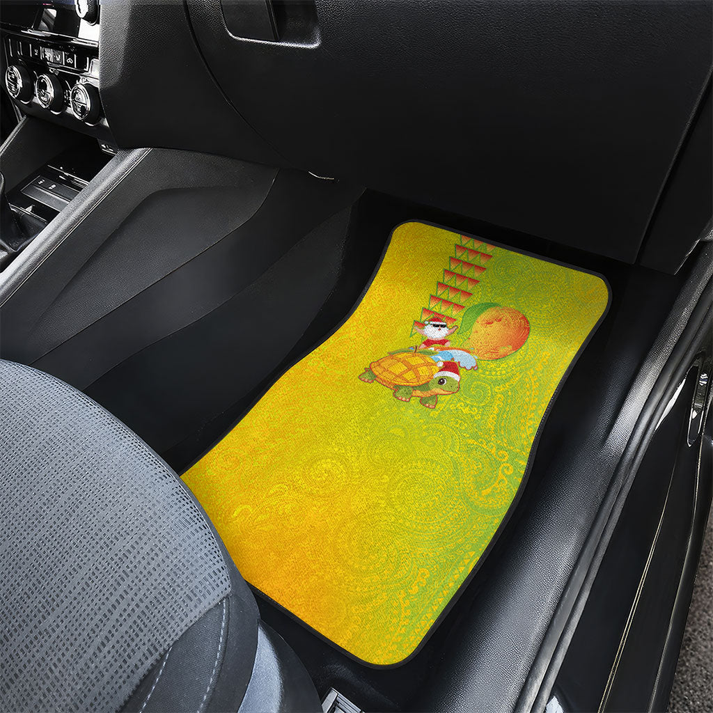 Hawaiian Mango Mele Kalikimaka Car Mats Santa Claus Surfing with Turtle Mango Christmas