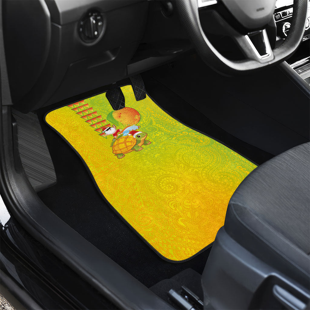 Hawaiian Mango Mele Kalikimaka Car Mats Santa Claus Surfing with Turtle Mango Christmas