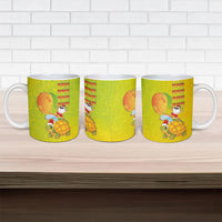 Hawaiian Mango Mele Kalikimaka Ceramic Mug Santa Claus Surfing with Turtle Mango Christmas