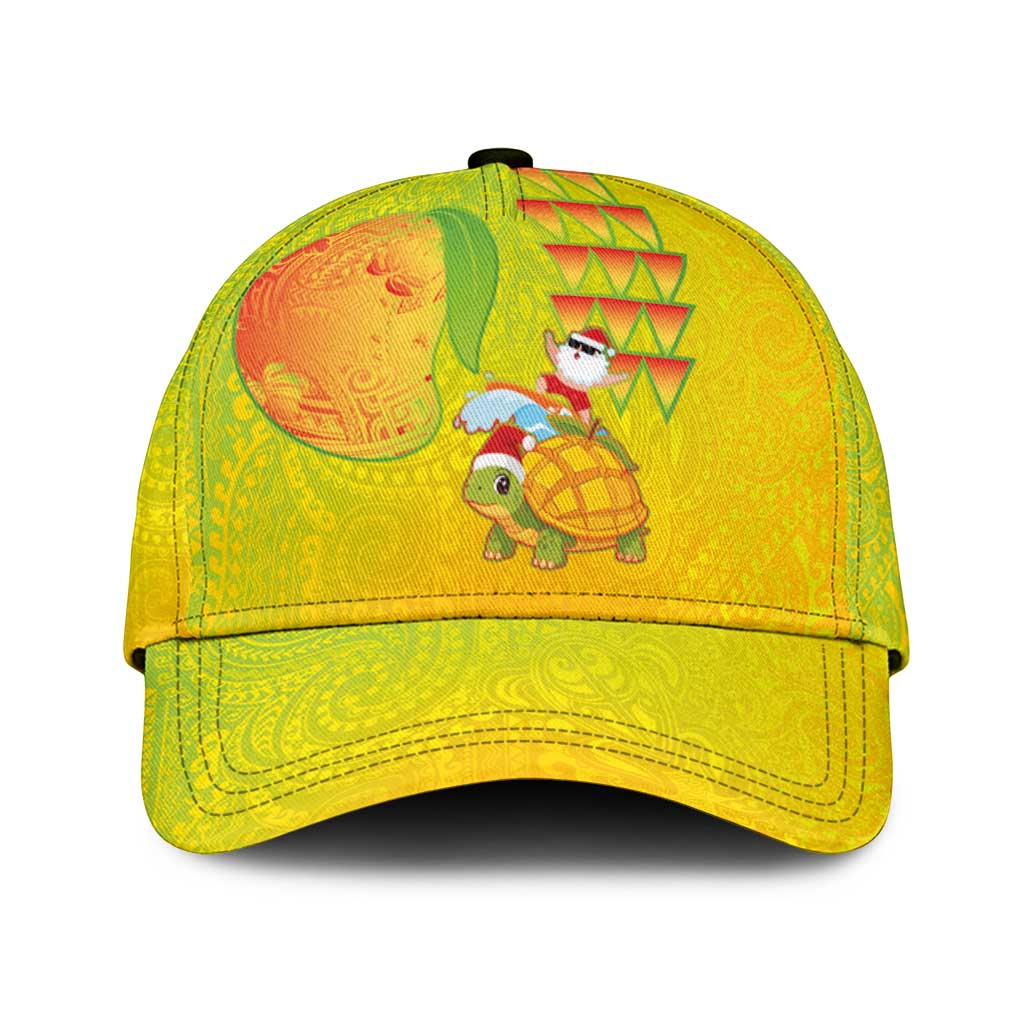 Hawaiian Mango Mele Kalikimaka Classic Cap Santa Claus Surfing with Mango Christmas Turtle