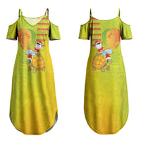 Hawaiian Mango Mele Kalikimaka Couples Matching Summer Maxi Dress and Long Sleeve Button Shirt Santa Claus Surfing with Turtle Mango Christmas