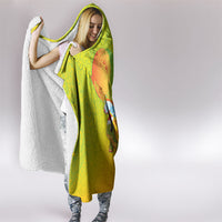 Hawaiian Mango Mele Kalikimaka Hooded Blanket Santa Claus Surfing with Turtle Mango Christmas