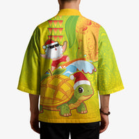 Hawaiian Mango Mele Kalikimaka Kimono Santa Claus Surfing with Turtle Mango Christmas