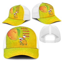 Hawaiian Mango Mele Kalikimaka Mesh Trucker Cap Santa Claus Surfing with Mango Christmas Turtle