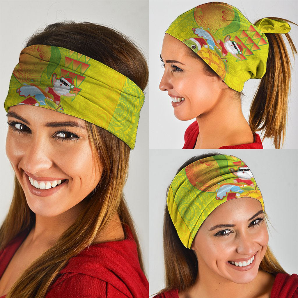 Hawaiian Mango Mele Kalikimaka Neck Gaiter Santa Claus Surfing with Turtle Mango Christmas