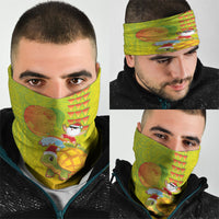 Hawaiian Mango Mele Kalikimaka Neck Gaiter Santa Claus Surfing with Turtle Mango Christmas