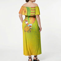 Hawaiian Mango Mele Kalikimaka Off Shoulder Maxi Dress Santa Claus Surfing with Turtle Mango Christmas