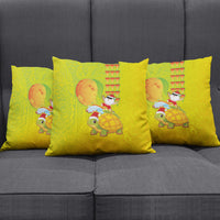 Hawaiian Mango Mele Kalikimaka Pillow Cover Santa Claus Surfing with Turtle Mango Christmas