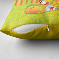 Hawaiian Mango Mele Kalikimaka Pillow Cover Santa Claus Surfing with Turtle Mango Christmas