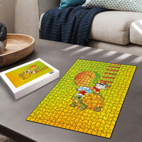 Hawaiian Mango Mele Kalikimaka Puzzle Santa Claus Surfing with Turtle Mango Christmas