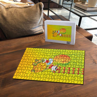 Hawaiian Mango Mele Kalikimaka Puzzle Santa Claus Surfing with Turtle Mango Christmas