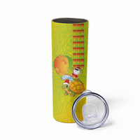 Hawaiian Mango Mele Kalikimaka Skinny Tumbler Santa Claus Surfing with Turtle Mango Christmas