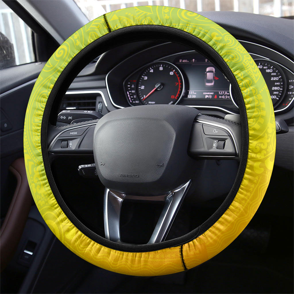 Hawaiian Mango Mele Kalikimaka Steering Wheel Cover Santa Claus Surfing with Turtle Mango Christmas
