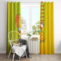 Hawaiian Mango Mele Kalikimaka Window Curtain Santa Claus Surfing with Turtle Mango Christmas