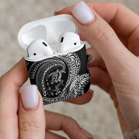 Hawaiian Turtle and Shark AirPods Case Kakau Tribal with Polynesian Pattern Black Color
