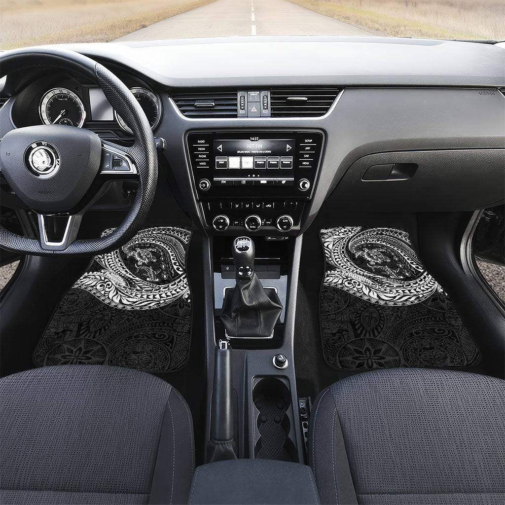 Hawaiian Turtle and Shark Car Mats Kakau Tribal with Polynesian Pattern Black Color