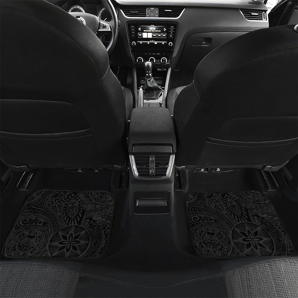 Hawaiian Turtle and Shark Car Mats Kakau Tribal with Polynesian Pattern Black Color