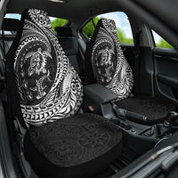 Hawaiian Turtle and Shark Car Seat Cover Kakau Tribal with Polynesian Pattern Black Color