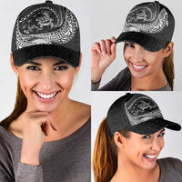 Hawaiian Turtle and Shark Classic Cap Kakau Tribal with Polynesian Pattern Black Color