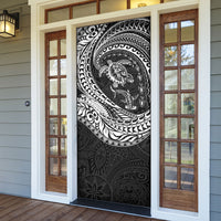 Hawaiian Turtle and Shark Door Cover Kakau Tribal with Polynesian Pattern Black Color