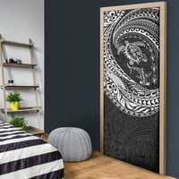 Hawaiian Turtle and Shark Door Cover Kakau Tribal with Polynesian Pattern Black Color