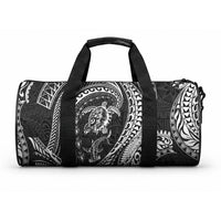 Hawaiian Turtle and Shark Duffle Bag Kakau Tribal with Polynesian Pattern Black Color