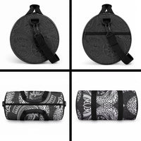 Hawaiian Turtle and Shark Duffle Bag Kakau Tribal with Polynesian Pattern Black Color
