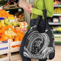 Hawaiian Turtle and Shark Grocery Bag Kakau Tribal with Polynesian Pattern Black Color