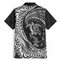 Hawaiian Turtle and Shark Hawaiian Shirt Kakau Tribal with Polynesian Pattern Black Color
