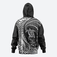 Hawaiian Turtle and Shark Hoodie Kakau Tribal with Polynesian Pattern Black Color