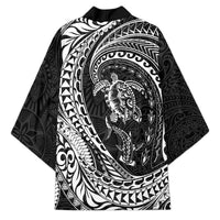Hawaiian Turtle and Shark Kimono Kakau Tribal with Polynesian Pattern Black Color