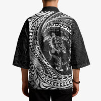 Hawaiian Turtle and Shark Kimono Kakau Tribal with Polynesian Pattern Black Color
