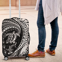 Hawaiian Turtle and Shark Luggage Cover Kakau Tribal with Polynesian Pattern Black Color