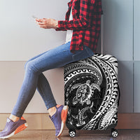 Hawaiian Turtle and Shark Luggage Cover Kakau Tribal with Polynesian Pattern Black Color