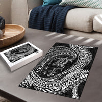 Hawaiian Turtle and Shark Puzzle Kakau Tribal with Polynesian Pattern Black Color