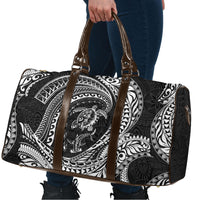 Hawaiian Turtle and Shark Travel Bag Kakau Tribal with Polynesian Pattern Black Color