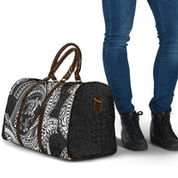 Hawaiian Turtle and Shark Travel Bag Kakau Tribal with Polynesian Pattern Black Color